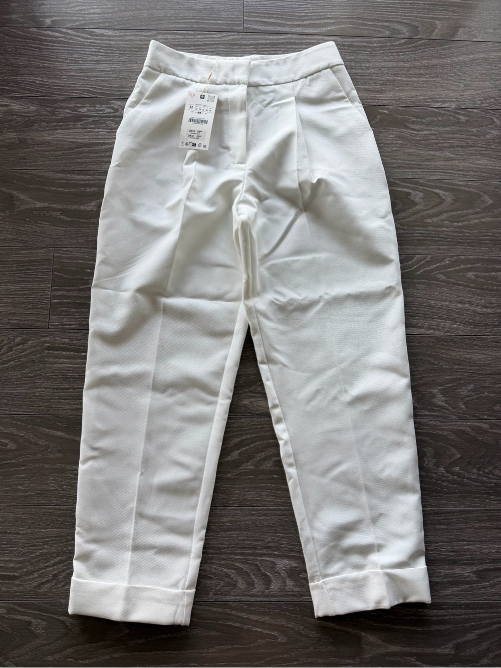 Zara Women's White Tailored Pleat Front Pants